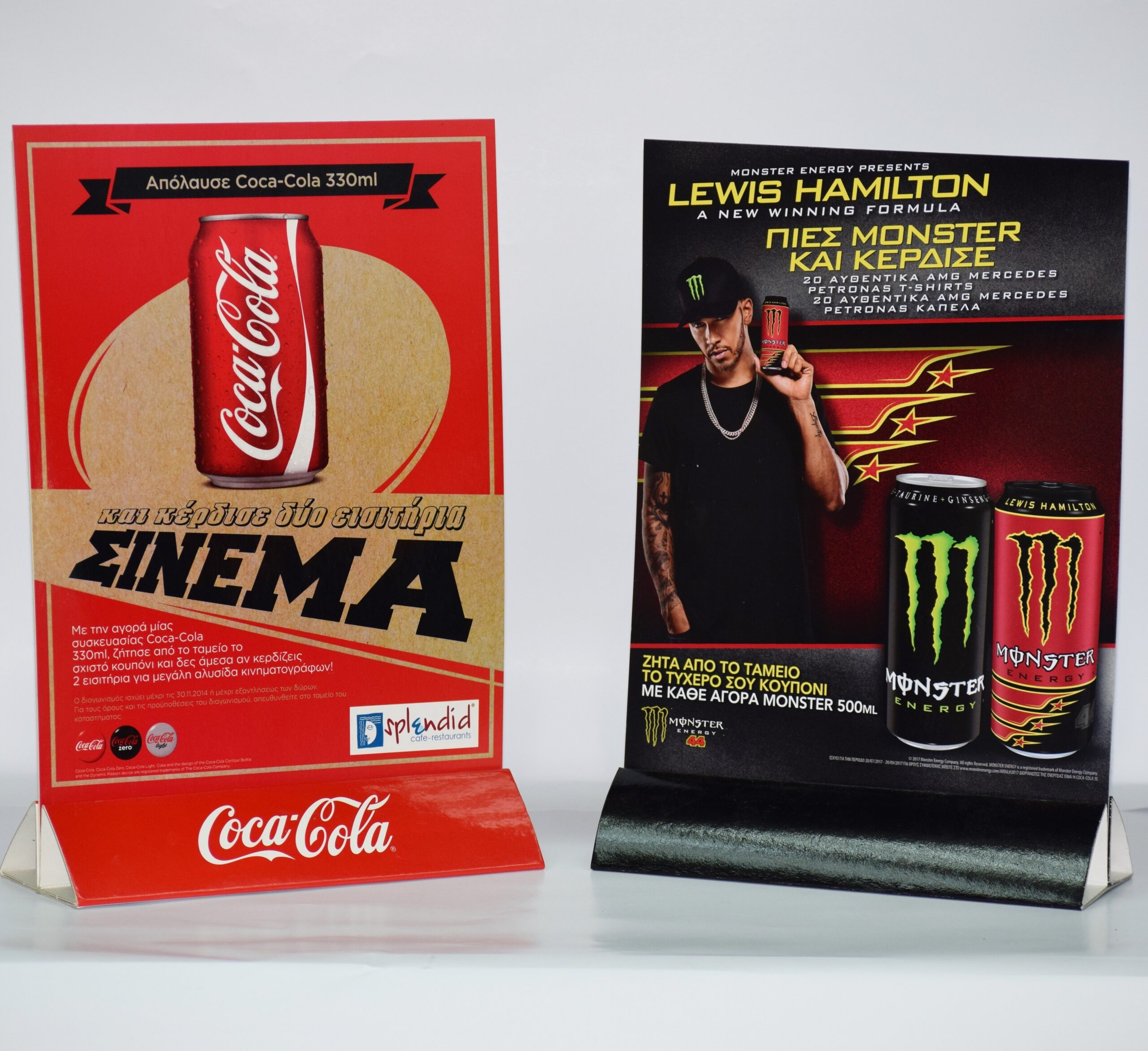 Coca-Cola & Monster Energy Table-tents